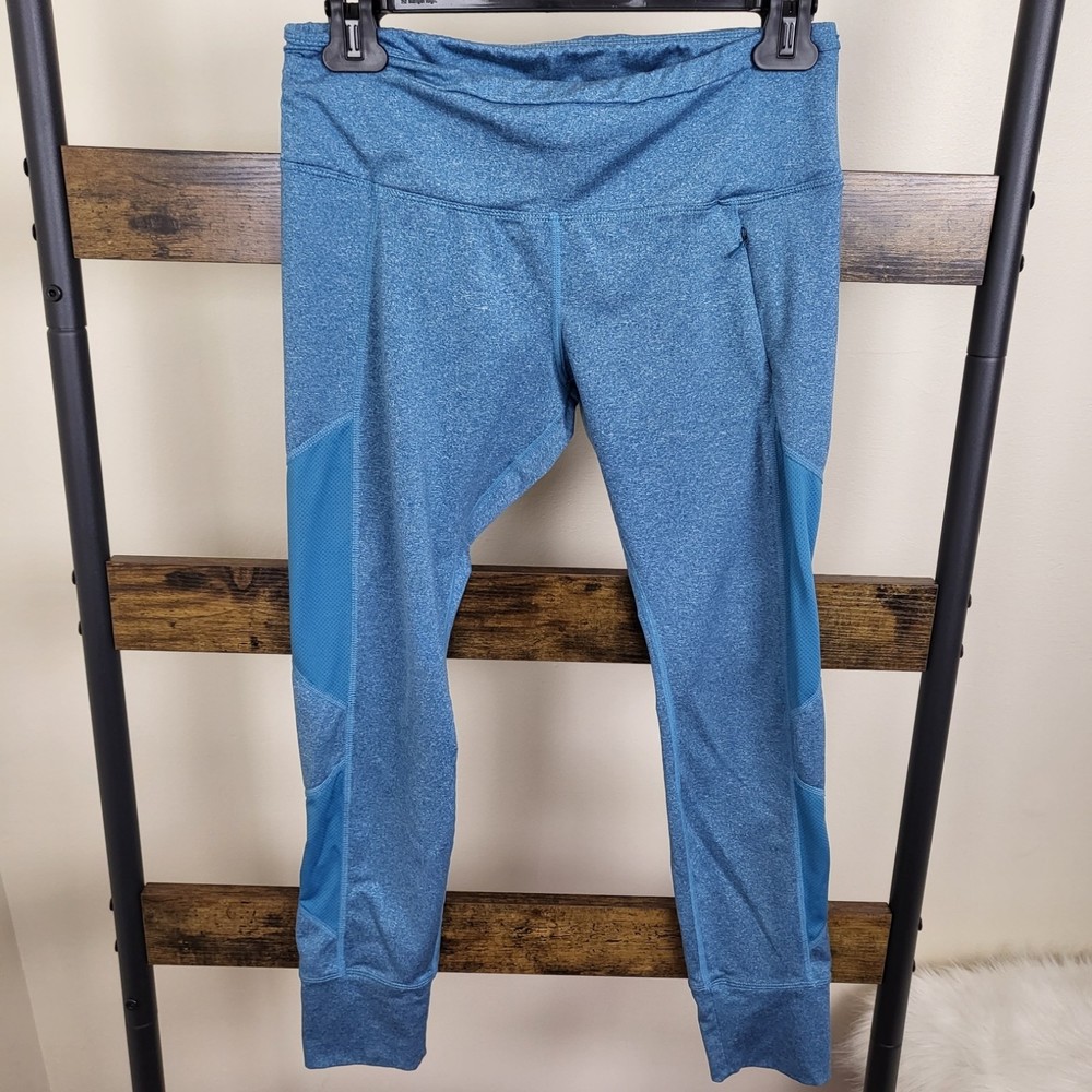 Blue marl capri leggings with breathable panels size S